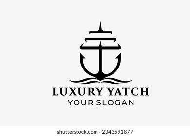 Luxury Yatch Logo, Anchor and Yatch Logo Design Template	