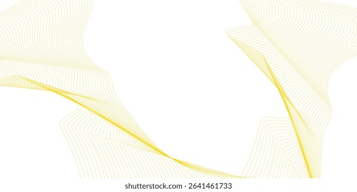 Luxury yellow golden wavy curve lines background. Digital futuristic technology concept. Gradient banner background. Science, banner, business, poster, template, music background.	
