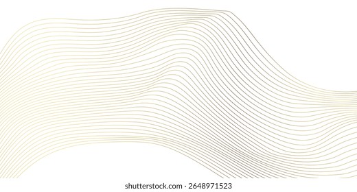 Luxury yellow golden wavy curve lines background. Digital futuristic technology concept. Gradient banner background. Science, banner, business, poster, template, music background.	