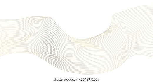 Luxury yellow golden wavy curve lines background. Digital futuristic technology concept. Gradient banner background. Science, banner, business, poster, template, music background.	