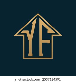 Luxury YF House Logo - Elegant Gold Letter YF on Dark Background for Premium Real Estate