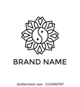 Luxury Ying Yang Leaf Logo Design Vector