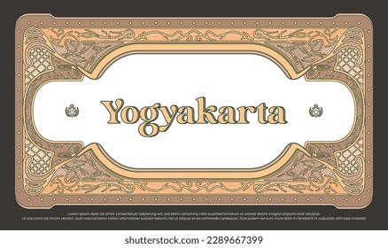 Luxury Yogyakarta typography with border decoration flower, abstract frame illustration