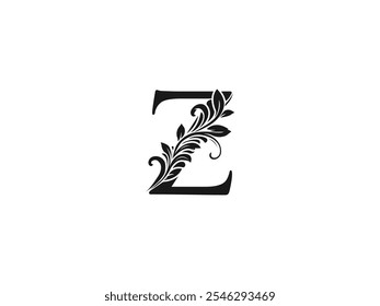 Diseño de logotipo de letra Z dibujado a mano de lujo. Elegante y ornamentado arte de logotipo de Z personalizado floral. Antiguas marca de estilo caligráfico para identidad sofisticada, atemporal y refinada. Royal y Classy Appeal.