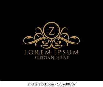 Luxury Z Letter Logo, royal Z calligraphic monogram emblem template for Restaurant, Boutique,Wedding, Hotel, Photography, Fashion and Label.