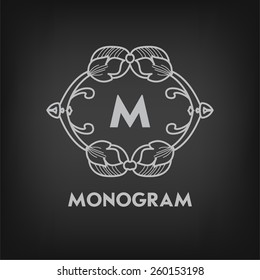 Luxuriöse, einfache und elegante monochrome Designvorlage mit Buchstaben auf Chalkboard-Hintergrund. Vektorgrafik.