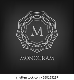 Modelo de diseño monocromático de lujo, sencillo y elegante con letras sobre fondo de pizarra. Ilustración vectorial.