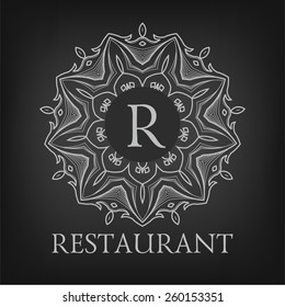Luxury,simple  and elegant monochrome  monogram design template with letters on chalkboard background. Vector illustration.