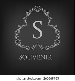 Modelo de diseño monocromático de lujo, sencillo y elegante con letras sobre fondo de pizarra. Ilustración vectorial.