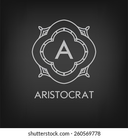 Modelo de design monocromático de luxo, simples e elegante com letras no fundo de quadro-negro. Ilustração vetorial.