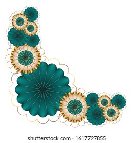 Luxuty floral bouquet image. Golden an blue flowers - Vector