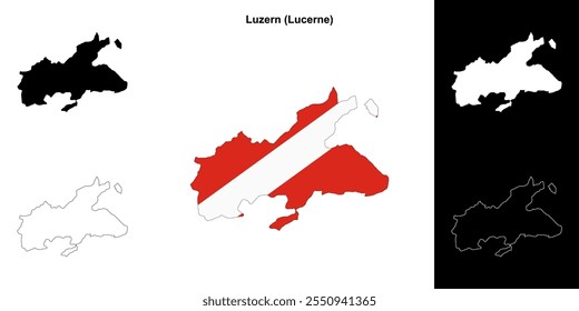 Luzern blank outline map set