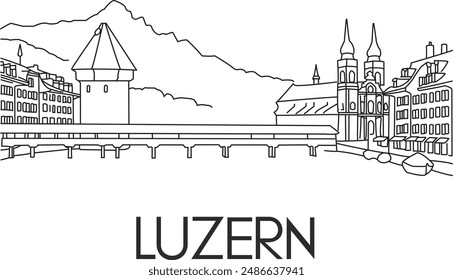 Luzern City Line Draw Free Vector