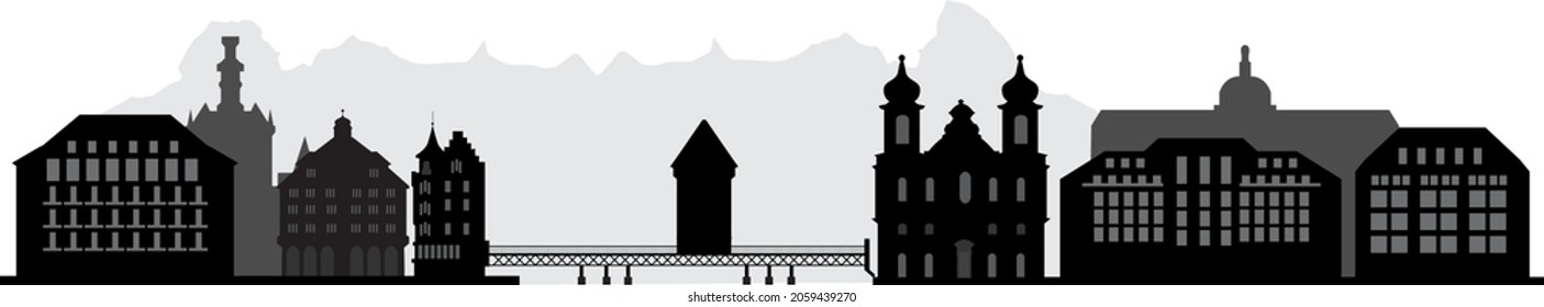 luzern skyline with bridge houses and other architecture