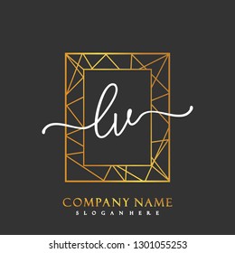 LV Initial Handwriting logo template vector