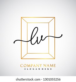 LV Initial Handwriting logo template vector