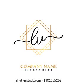 LV Initial Handwriting logo template vector