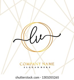 LV Initial Handwriting logo template vector