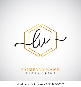 LV Initial Handwriting logo template vector