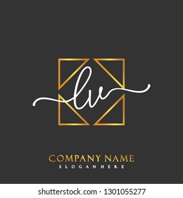 LV Initial Handwriting logo template vector