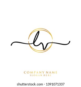 LV Initial handwriting logo template