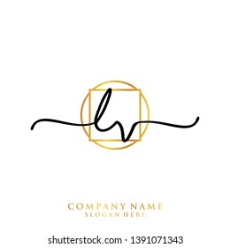 LV Initial handwriting logo template