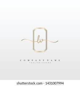 LV initial handwriting logo template vector