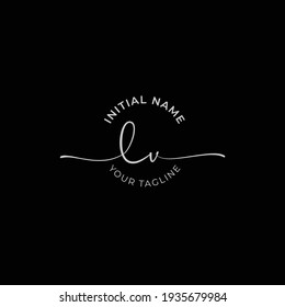 lv Initial handwriting signature logo vector. Hand lettering for designs