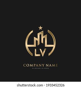 LV Initial Letter Real Estate Luxury house Logo Vector art for Business, Building, Architecture