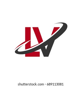 LV initial logo company name colored red and black swoosh design, isolated on white background. vector logo for business and company identity.