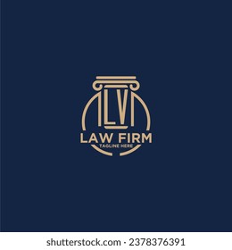 LV initial monogram for law firm with creative circle line