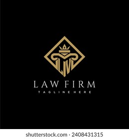 LV initial monogram logo for lawfirm with pillar in creative square design