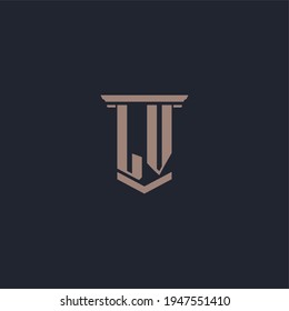 LV initial monogram logo with pillar style design
