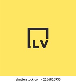 LV initial monogram logo with square style design