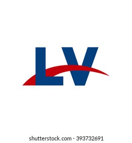 LV initial overlapping swoosh letter logo blue red