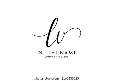 lv initial signature logo. Handwriting logo template vector