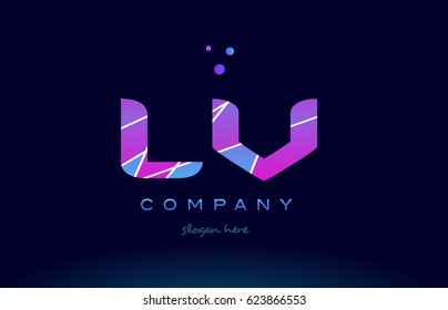 lv l v  creative color blue background pink purple magenta alphabet letter company logo vector icon