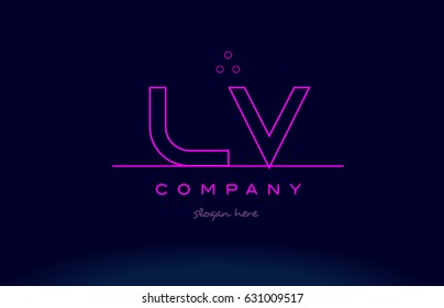 lv l v letter alphabet text pink purple dots contour line creative company logo vector icon design template