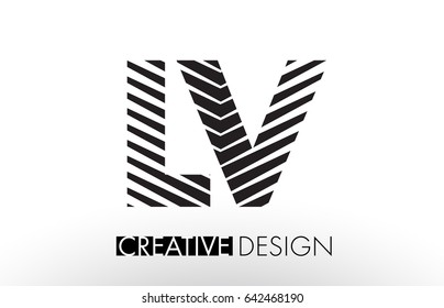 LV L V Lines Letter Design with Creative Elegant Zebra Vector Illustration.