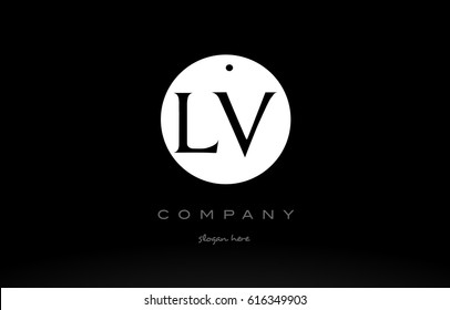 LV L V simple black white circle background alphabet company logo design vector icon template