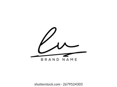 Logotipo cursivo elegante de la escritura a mano de la belleza de la letra de LV.