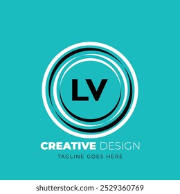 Diseño creativo del logotipo de la letra de LV. LV diseño único. Ilustración vectorial
