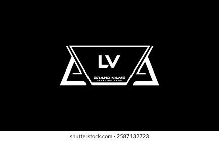 LV letter logo design. circle, triangle, hexagon, flat and simple style with white color variation letter logo set in one artboard. LV minimalist