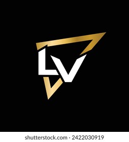 plantilla vectorial de diseño de logotipo de letras LV, LV de letras, VL con triángulo