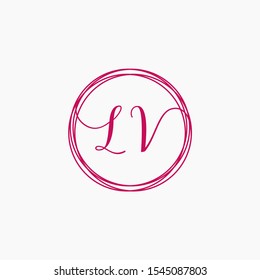 LV Letter logo template. Creative fashion logo design, couple letter , beauty icon. Initial handwriting or handwritten logo for identity. Logo with hand drawn style. wedding concept -vector