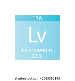 Lv Livermorium Chemical Element Periodic Table (Tabela Periódica Do Elemento Químico De Liverpool). Simples ilustração de vetor quadrado plano, simples ícone de estilo limpo com massa molar e número atômico para Lab, ciência ou classe de química.