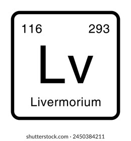 Lv Livermorium Elementos de tabla periódica Icono de química Símbolo de signo Vector EPS PNG Transparente Sin fondo Clip Vector de arte EPS PNG