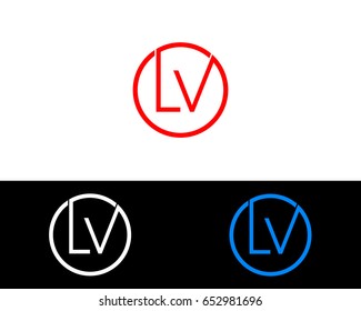 Lv Logo. Letter Design Vector with Red and Black Gold Silver Colors