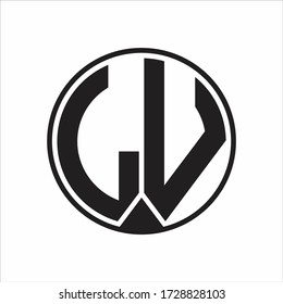 LV Logo monogram circle with piece ribbon style on white background
