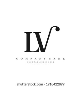 LV Minimal Luxury Initial Logo vector.